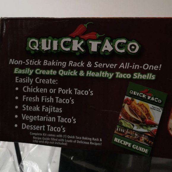 Quick Taco As-Seen-On-TV Non-Stick Baking Rack & Server New-in-Box Recipe Guide - Picture 6 of 6